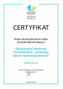Produkt Warmia Mazury BLUE - certyfikat-1